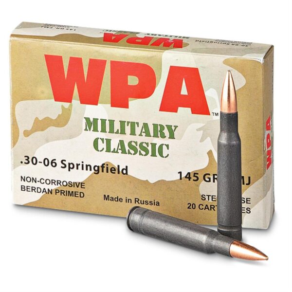 500 Rounds of 30-06 Springfield Ammo by Wolf - 145gr FMJ