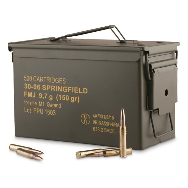 .30-06 Springfield FMJ 150 Grain 500 Rounds with Can