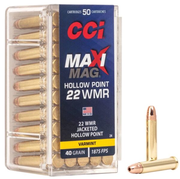 500rds of CCI Maxi-Mag 22 WMR Ammo 40 Grain Jacketed Hollow Point