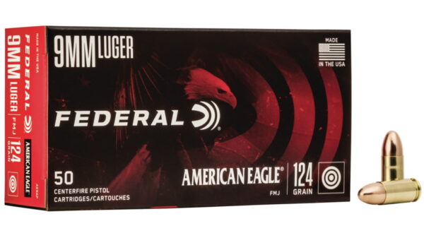 Federal Premium Centerfire Handgun Ammunition 9mm Luger 124 grain Full Metal Jacket